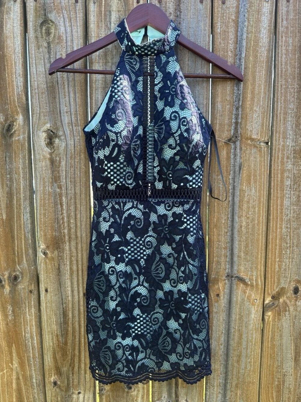 B. Darlin Halter Lace Dress Navy Women's